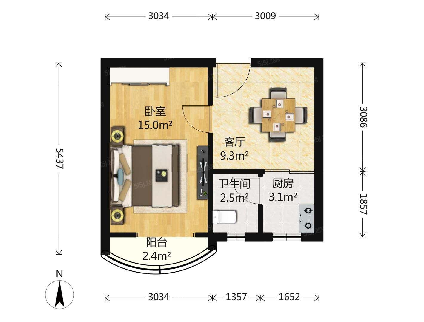 潘家园地铁站附近，精装一居室，随时可看，拎包入住。