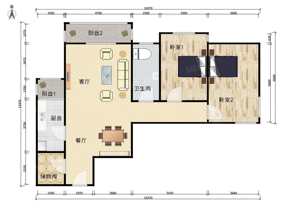 9折】望京花园东区,满五一套住房东南北2居室,客厅落地窗诚售