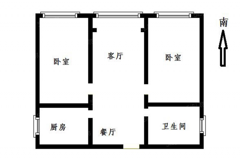 蓝天嘉园 2室1厅1卫 120㎡