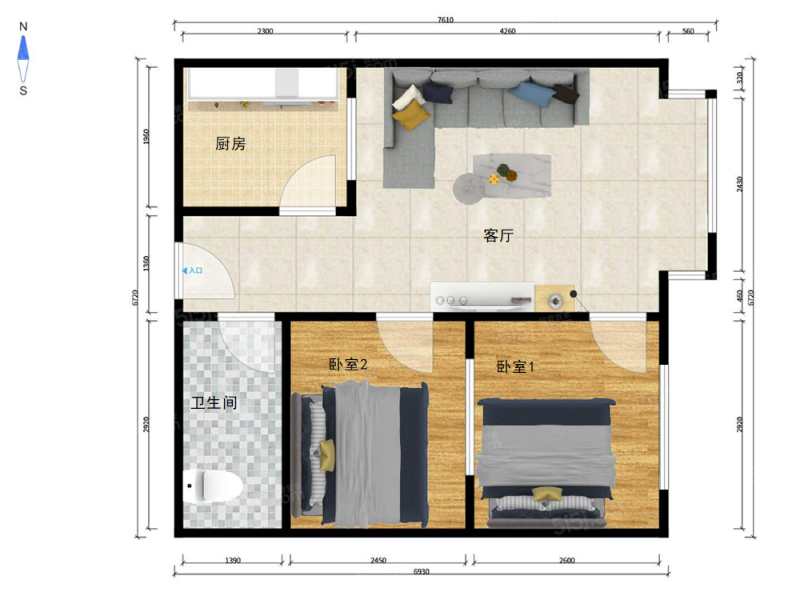 玺源台朝东小两居 户型方正 满两年原值高 可随时签约