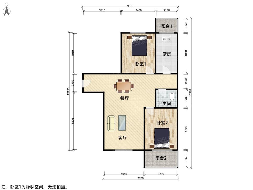 柳岸方园两居室 南北通透 户型方正 诚心出售