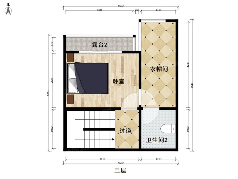 珠江骏景北区 复式一室一厅 朝花园低总价