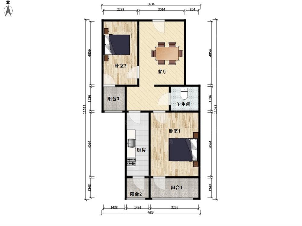 北关 后窑小区新上正规一居 南北通透户型方正