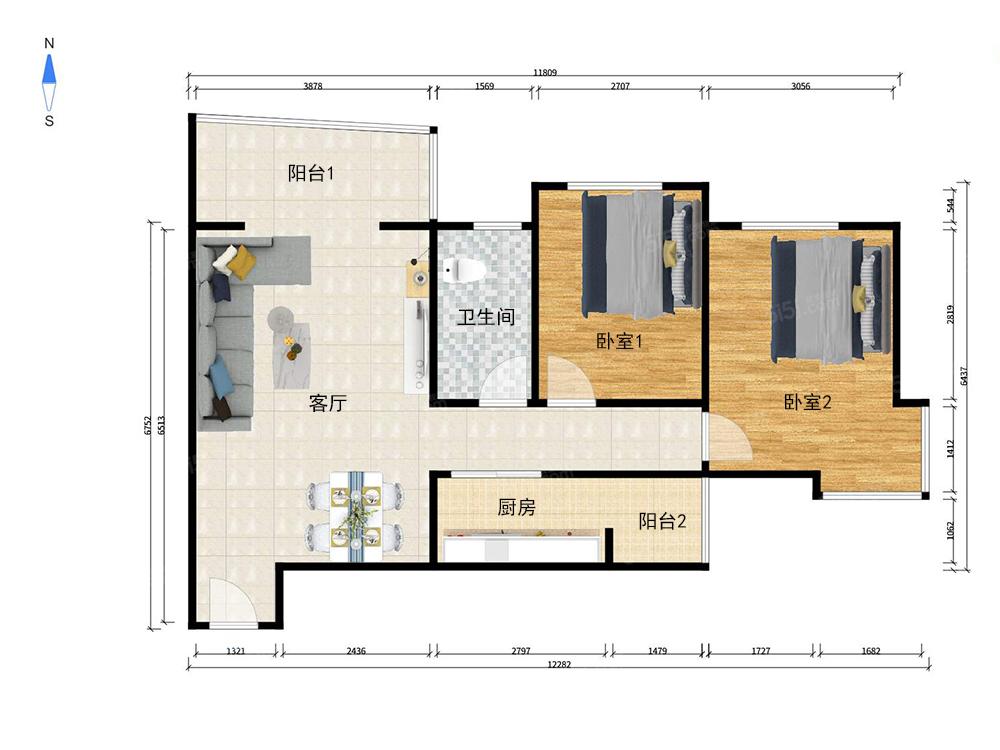 三环新城六号院 东南北两居室 商品房满五唯一临地铁口