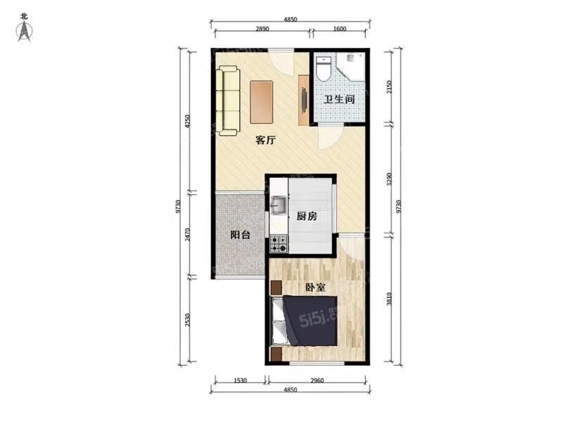 双合家园 精装一居室 全南户型