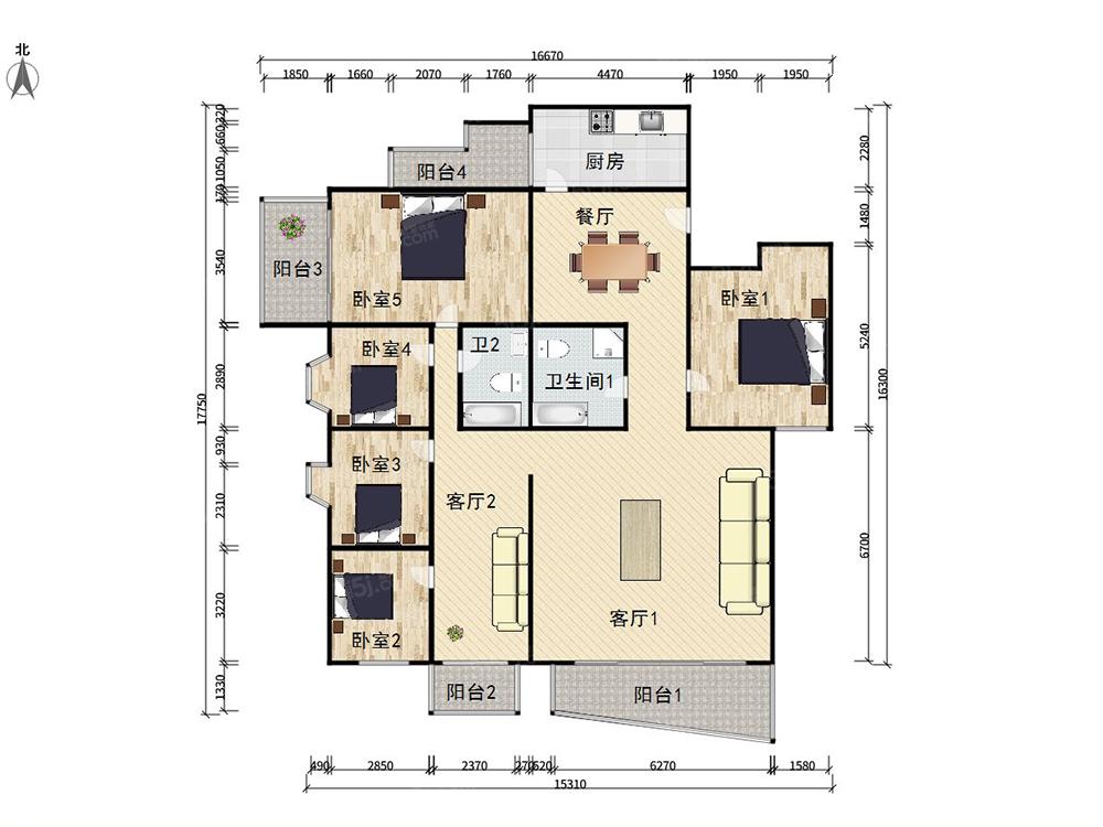 北京我愛我家地鐵五號線千鶴家園 西南向五居室 業主誠心出售價可談第