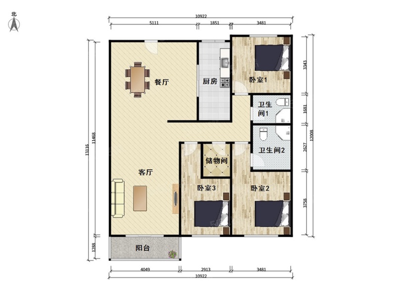 京城雅居 南北通透 精装修 大三居