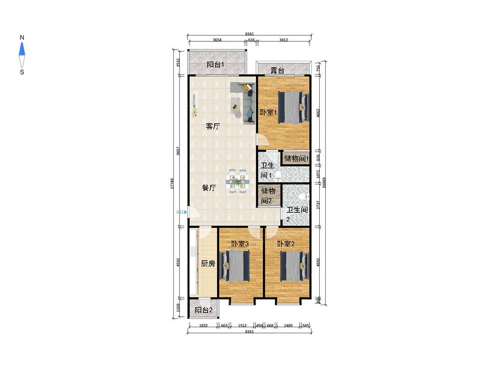 北京我爱我家增光路中海馥园正规南北通透三居 格局方正 没有浪费