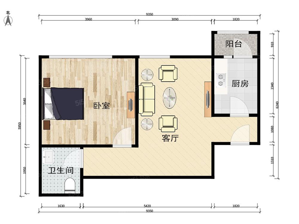 北京人家1室1廳戶型圖